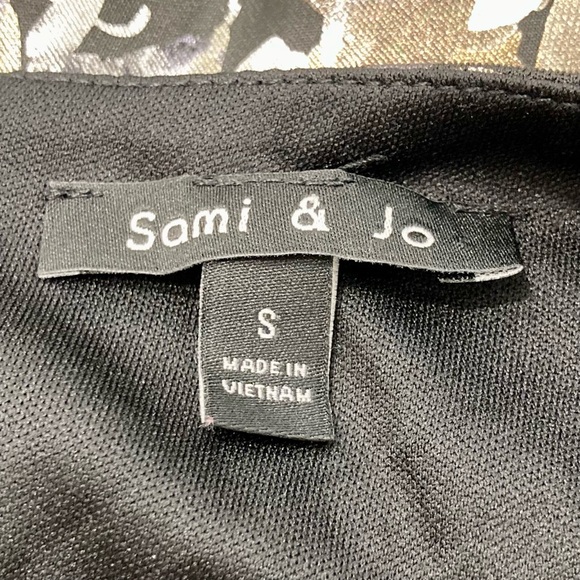 Black Silver and Gold Floral Print Sleeveless Sheath Dress Size Small Metallic - Picture 15 of 16